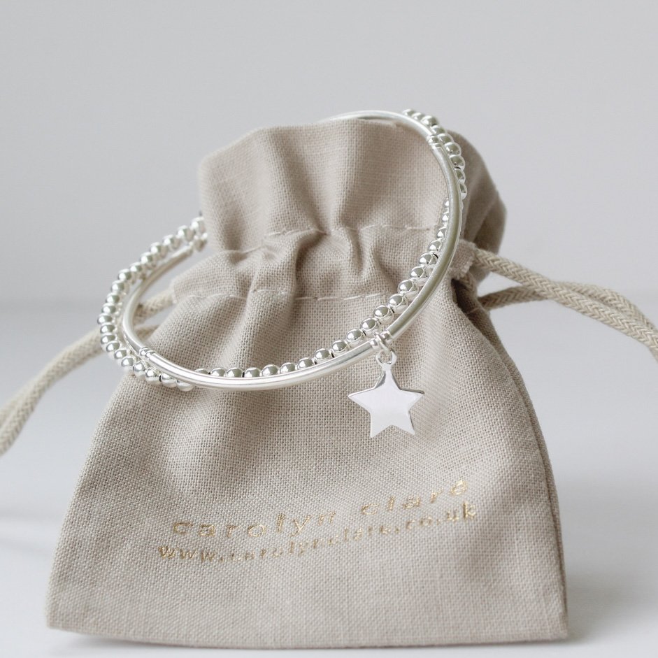 Silver double wrap star bracelet carolyn clare